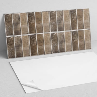 Coloray Wandpanelen Zelfklevend - Verticale tegelribben PVC Wandpaneel - 100 cm x 50 cm - Bruin Wandbekleding Zelfklevend - 1 stuk - Texturen Wandpanelen Zelfklevend - Wandpaneel Keuken - Wandpanelen Badkamer