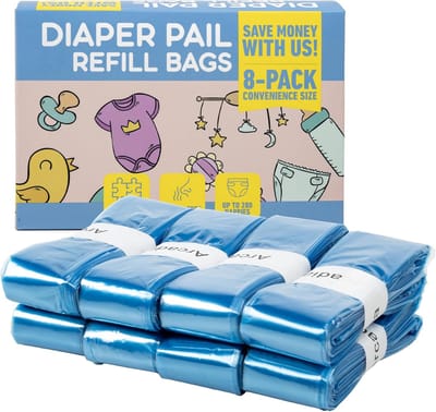 Navulverpakkingen Luiers - Plastic Zakken - Luier Afval Beheer - Maximale Compatibiliteit - 8 Stuks - Transparant