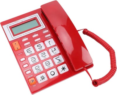 Vaste Telefoon - Huistelefoon Kantoor - Communicatie Thuis - Grote Knoppen Display - 21x20x7 cm - Rood