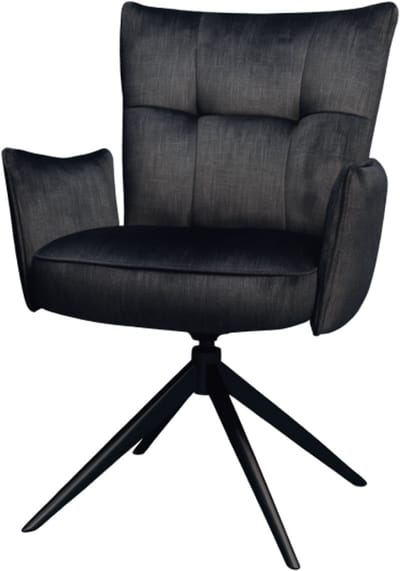 Eetkamerstoel Marit draaibaar - stof Voss Donkergrijs - eetkamerstoelen set van 2