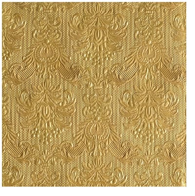 15x stuks Kerst thema servetten 40 x 40 cm luxe deco print goud - Kerstdiner tafeldecoratie versieringen