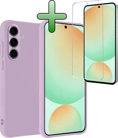 Hoesje Met Screenprotector - Geschikt voor Samsung Galaxy S24 FE - Sterk & Shockproof - Back Cover - Siliconen Case - Telefoon Hoes - Lila