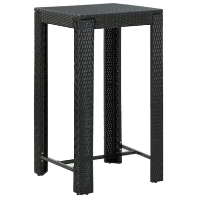 vidaXL - Tuinbartafel - 60,5x60,5x110,5 - cm - poly - rattan - zwart