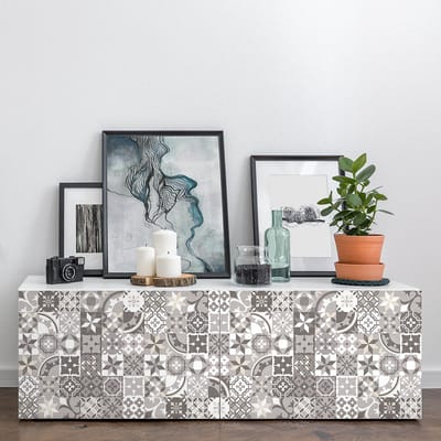 Decoratieve meubelstickers - 60 authentieke meubelstickers met cementtegelmotief van VARMA - 60 stickers van 20x20 cm