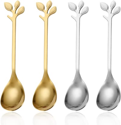 4 delige set roestvrijstalen koffie lepels - ijslepel - dessertlepel - elegante moderne design