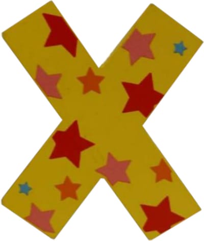 Decoratieletter - X - Hout - 7cm - Geel