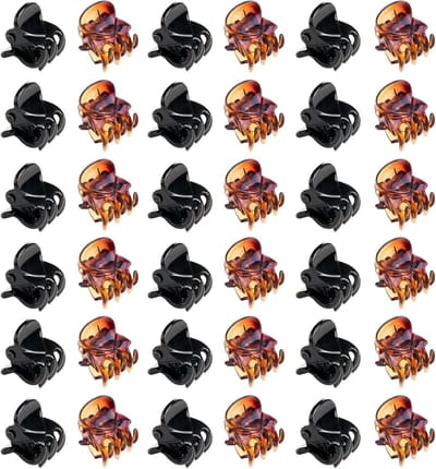 Mini Haarclips Set van 36 Stuks in Zwart en Amber voor Diverse Haarstijlen en Accessoires