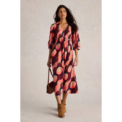 White Stuff Lucy Midi Dress Plum Print Maat: 10 PETITE | Midi Jurken Outlet | Dames | Paars