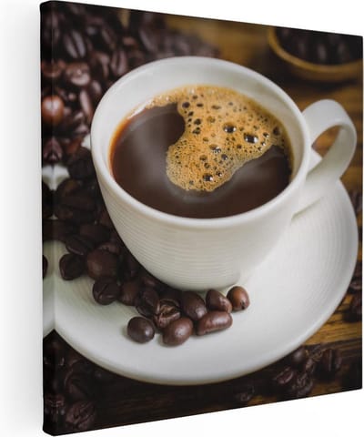 Artaza Canvas Schilderij Koffie - 80x80 cm - Wanddecoratie Keuken - Muurdecoratie Koffiebonen - Stilleven Schilderijen