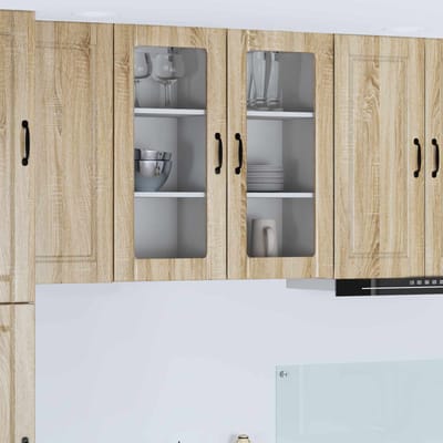 vidaXL - Wandglas - Kasten - PORTO - Sonoma - Eik - 40 - x - 31 - x - 80 - cm - Bewerkt - hout