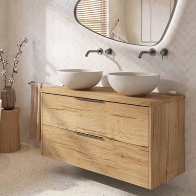 Saqu Lima badmeubel incl. afdekblad 120x51x62cm eiken marcato – gunmetal greep
