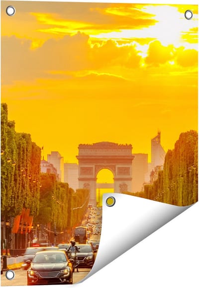 Gards Tuinposter Arc de Triomphe bij de Autoweg - 40x50 cm - Tuindoek - Tuindecoratie - Wanddecoratie buiten - Tuinschilderij