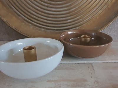 Home Society Kandelaar Landis White met goudkleurige standaard