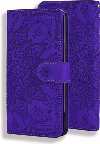 Hoesje geschikt voor Samsung Galaxy S24 - Bookcase - Pasjeshouder - Portemonnee - Mandalapatroon - Kunstleer - Paars