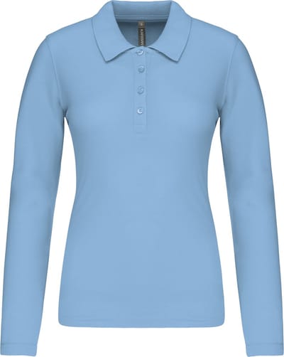 Kariban Piqué-damespolo lange mouwen K257 - sky blue - XS