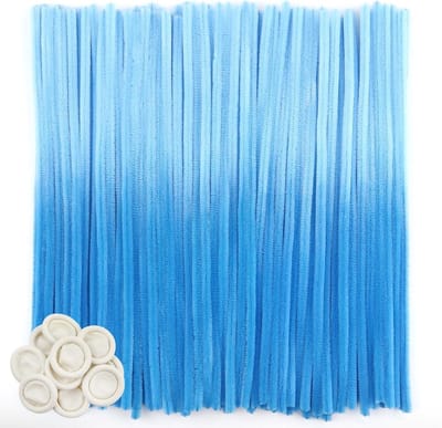 Pack van 100 Chenille Pijpenragers in Kleurverloop Blauw, 30 cm Lang en 6 mm Breed voor Creatieve Knutselprojecten en Decoratie