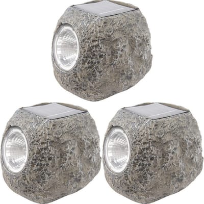 Lumineo Buiten spot solar verlichting - 10x - steen - LED - 10 x 12 cm
