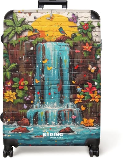 NoBoringSuitcases.com® - Koffer groot - Reiskoffer lichtgewicht - Waterval in graffiti stijl - Rolkoffer met 4 wielen - Grote trolley XL - 98 liter bagage