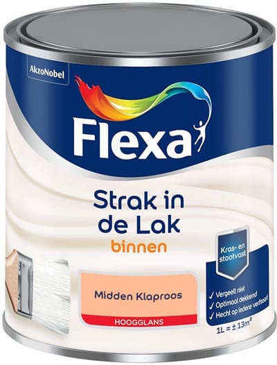 Flexa - Strak In De Lak Binnenlak Hoogglans - Midden Klaproos - Mengverf - 1 L