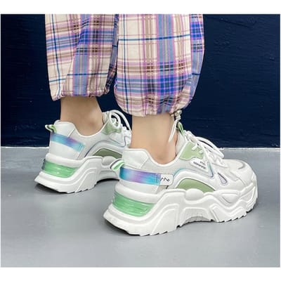 Lente Dikke zool Papa Schoenen Vrouwelijk Koreaanse Versie Ademend Casual Sportschoenen Studenten Alles-match Kleine Witte Schoenen Trendy 40 gray