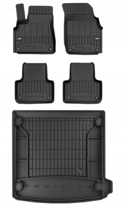 Frogum ProLine Complete Set: Luxe Rubberen Automatten + Kofferbakmat - Geschikt voor AUDI Q8 vanaf 2018 - Met Thuiskomer & Organizer - Perfecte Pasvorm - Geurloos TPE - Zwart
