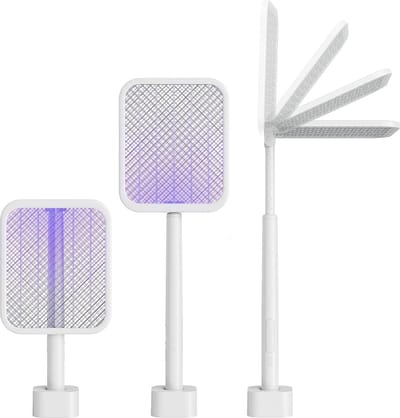 Vliegenmepper Uittrekbaar Elektrisch 3500 V Met Stabiele Basis - Anti-Muggen USB Oplaadbaar
