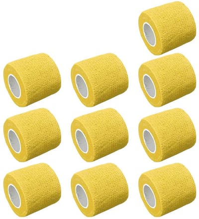 Dailygoods- Wikkelverband 10 x 4,5 m - Zelfklevend - Sterk elastisch - EHBO-tape - Voor pols/enkel - Geel - Sporttape
