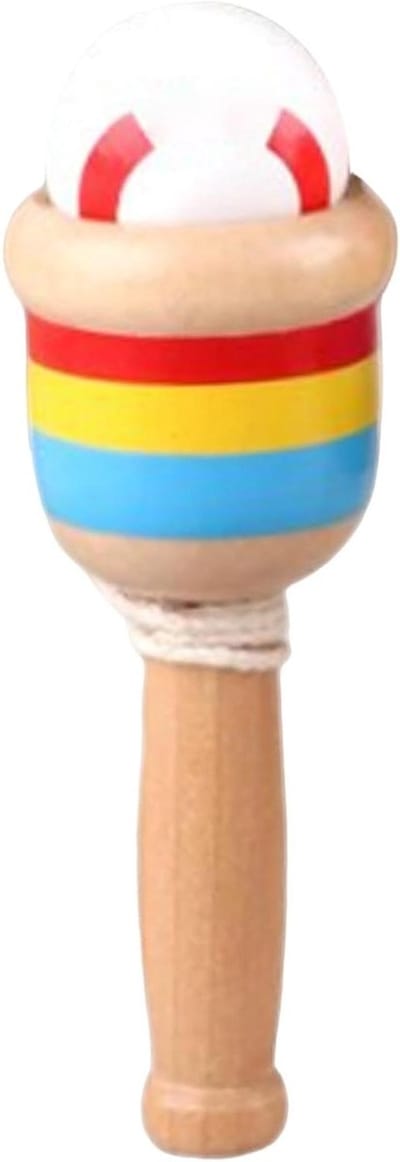 Houten balspel - Werpen vangen - Ouder kind spel - Verbeterde coördinatie - 12 x 5 x 3 cm - Wit