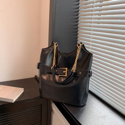 Retro Grote Capaciteit Ketting Schoudertas voor Dames Lente Nieuw Veelzijdige Ins Onderarmtas Tote Bag gray