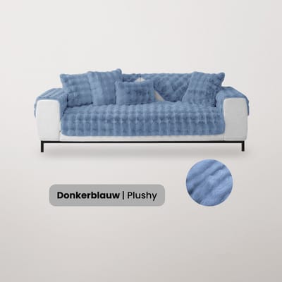 BankhoesDiscounter Plushy Bankkleed – Fleece Deken – Fleece Plaid – Bankbeschermer – Bankhoes – Donkerblauw – 70x70cm