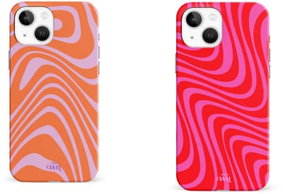 xoxo Wildhearts telefoonhoesjes Boogie Wonderland Orange + Berry Much Rood Roze – Single Layer Silicone Cases met golvend design – flexibel en stijlvol – geschikt voor iPhone 13