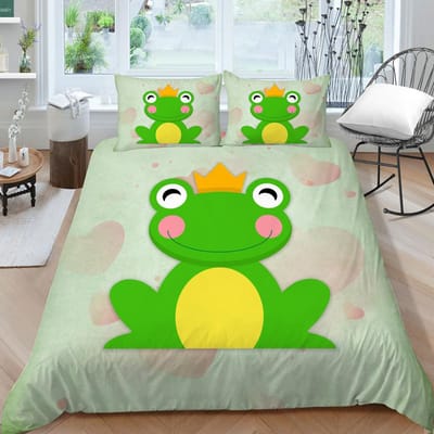 Dieren Kikkers Dekbedovertrek Set King Queen Size Groen Lieflijke Cartoon Kikker Beddengoed Set Kinderen Pad 2/3 stuks Polyester Dekbedovertrek 70x133cm 2pcs