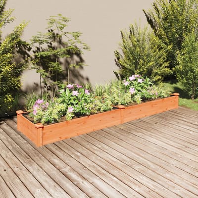 vidaXL - Plantenbak - verhoogd - met - voering - 240x60x25 - cm - vurenhout - bruin