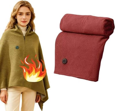 Draagbare USB Verwarmde Dekken Sjaal - met 3 Warmtestanden en Snel Opwarmen - Beige Sjaal Wikkel voor Vrouwen Mannen - voor Thuis Buiten Kantoor Gebruik - Rood