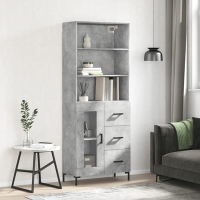 vidaXL - Hoge - kast - 69,5x34x180 - cm - bewerkt - hout - betongrijs