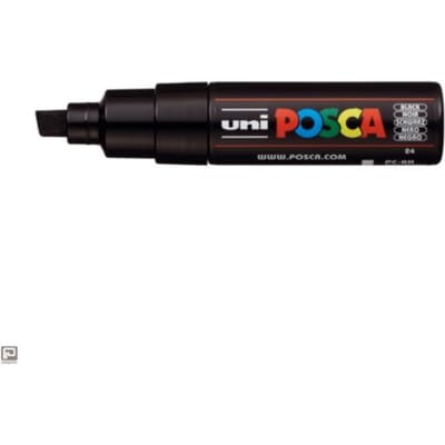 Posca marker met schuine punt schrijfdikte breed zwart