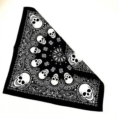 Bandana – zwart/witte skull print – unisex katoenen hoofddoek – stoere piraten bandana – biker & festival accessoire