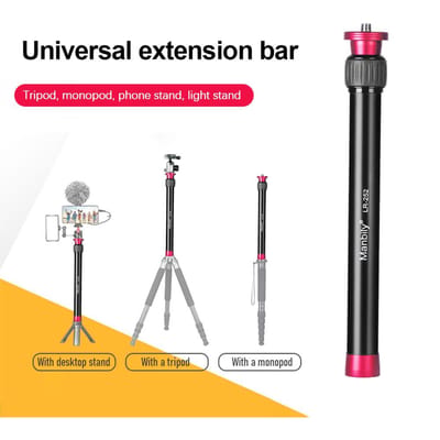 Manbily LR 252 44.5cm 17.5in Verlengstang Aluminiumlegering 5kg 11lbs Draagvermogen 2 Secties met Universele 1 4in & 3 zwart