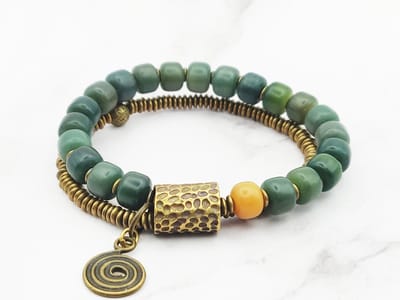 Mei's - Tibetan Copper Bodhi - armband dames - koper groen - polsmaat 15 cm