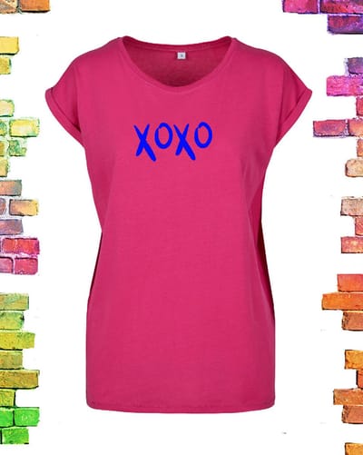 fuchsia roze shirt met print XOXO | fuchsia roze / M (38)