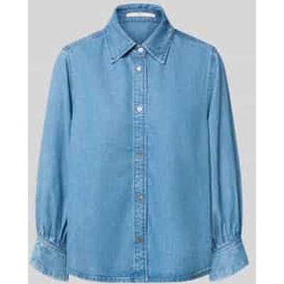 regular fit overhemdblouse van puur lyocell in denimlook