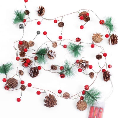 Guirlande Lumineuse Féérique 7.21ft 20LEDs Décorations de Noël Lumières Suspendues Décoratives Ampoules Blanc Chaud Fil de Cuivre rouge