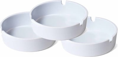 Basic asbakken in het wit - 3x - Dia 10 cm - kunststof - Tafel asbak - buiten - Binnen