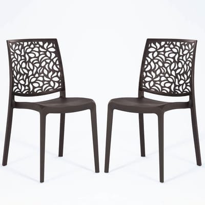 Set van 2 Moderne Moka Design Stoelen met Glasvezel - Geschikt voor Binnen en Buiten