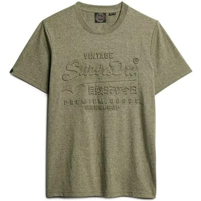 Superdry T-shirt Embossed Vl Graphic T Shirt M1012003a Hushed Olive Grit Mannen Maat - S