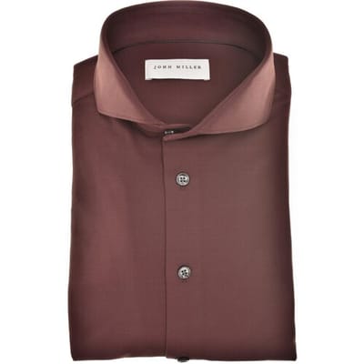 John Miller Overhemd Plain Color Hyperstretch Cutaway Collar Donker Rood / male