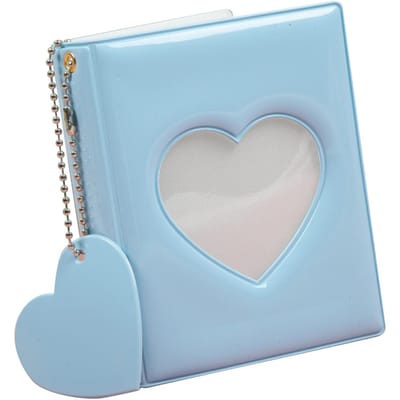 Fotoalbum met vakjes, holle hartvormige omslag, zelf te maken (3 inch, enkel vak), PVC, effen kleur, eenvoudige stijl, blauw. blauw