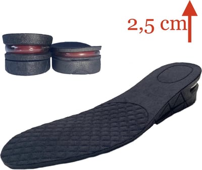 Verhogende Inlegzolen - onzichtbare verhoogde inlegzolen - Hakverhoging - hielspoor - groeien - Hakverhoger Om 2,5 cm Langer te Worden - Lengte Verhogende Zolen - maat 35-44 - verhogende inlegzolen - verhoogde zolen - 2,5 Cm - Zwart