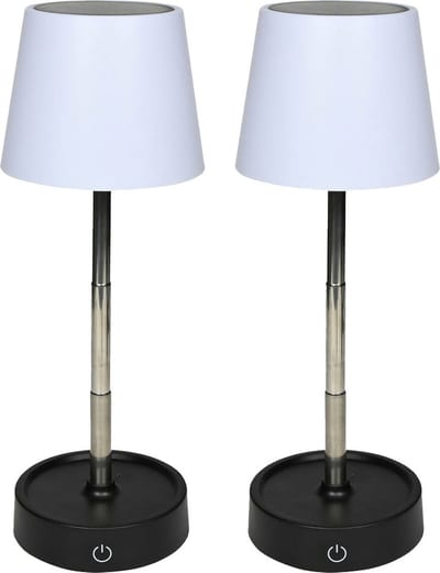 Benson Portable tafellamp LED - 2x - wit - telescopisch - 38 cm - oplaadbaar USB - binnen/buiten