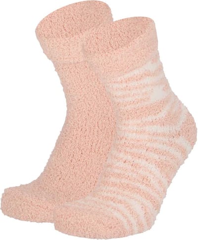 Apollo Dames Bedsokken Zebra Pastelroze One size 2 paar